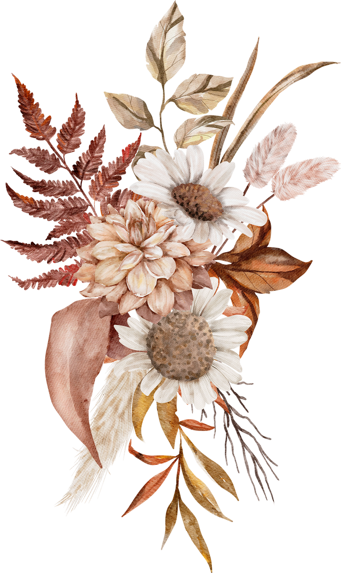 Vintage Autumn Flower Bouquets watercolor