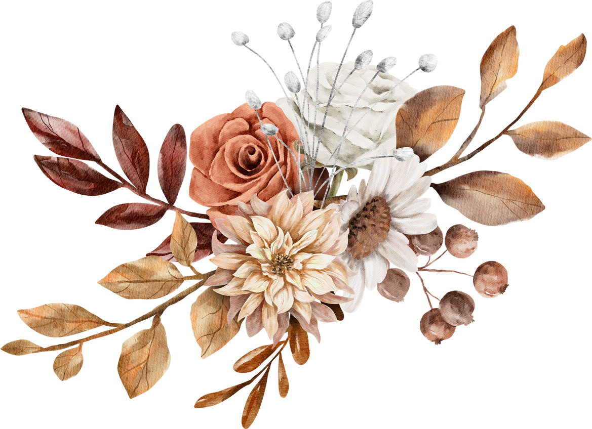 Vintage Autumn Flower Bouquets watercolor